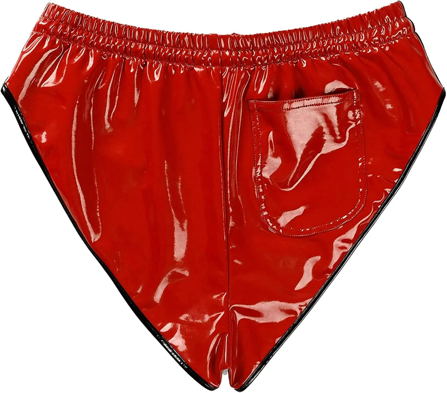 Mens Shiny Metallic Patent Leather Boxer Shorts Underwear Strings High Cut Dance Bottoms Clubwear
