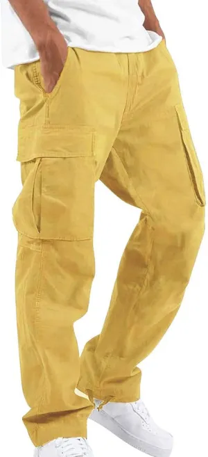 Mens Sweatpants Joggers Pants Man Cargo Pants Men's Heavyweight Cargo Fleece Sweatpants Stretch Elastic Waist Jogger
