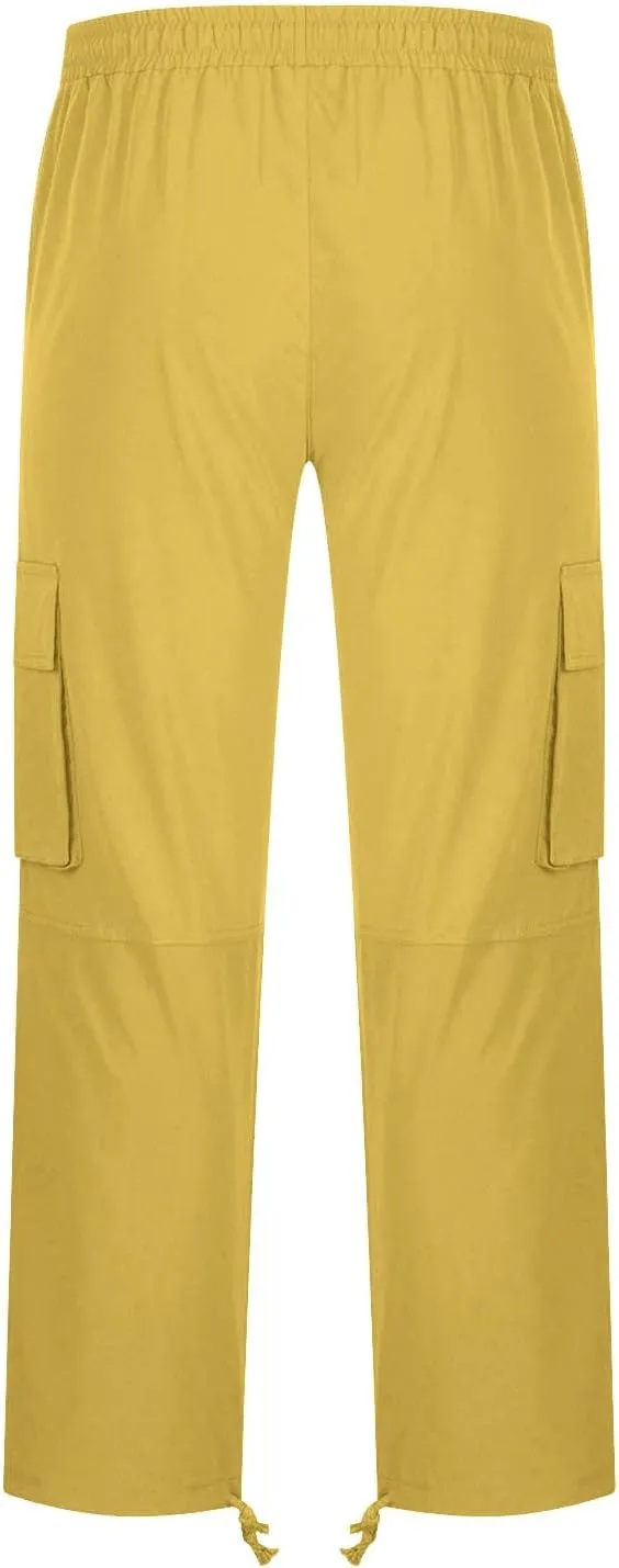 Mens Sweatpants Joggers Pants Man Cargo Pants Men's Heavyweight Cargo Fleece Sweatpants Stretch Elastic Waist Jogger