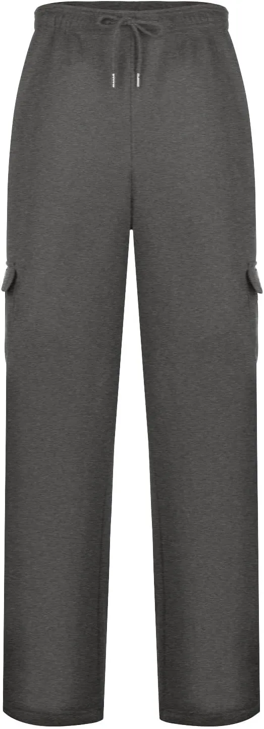 Mens Sweatpants Joggers Pants Man Sweat Pants for Men Straight Leg Lounge Fleece Cotton Pants with Pockets Men Cargo