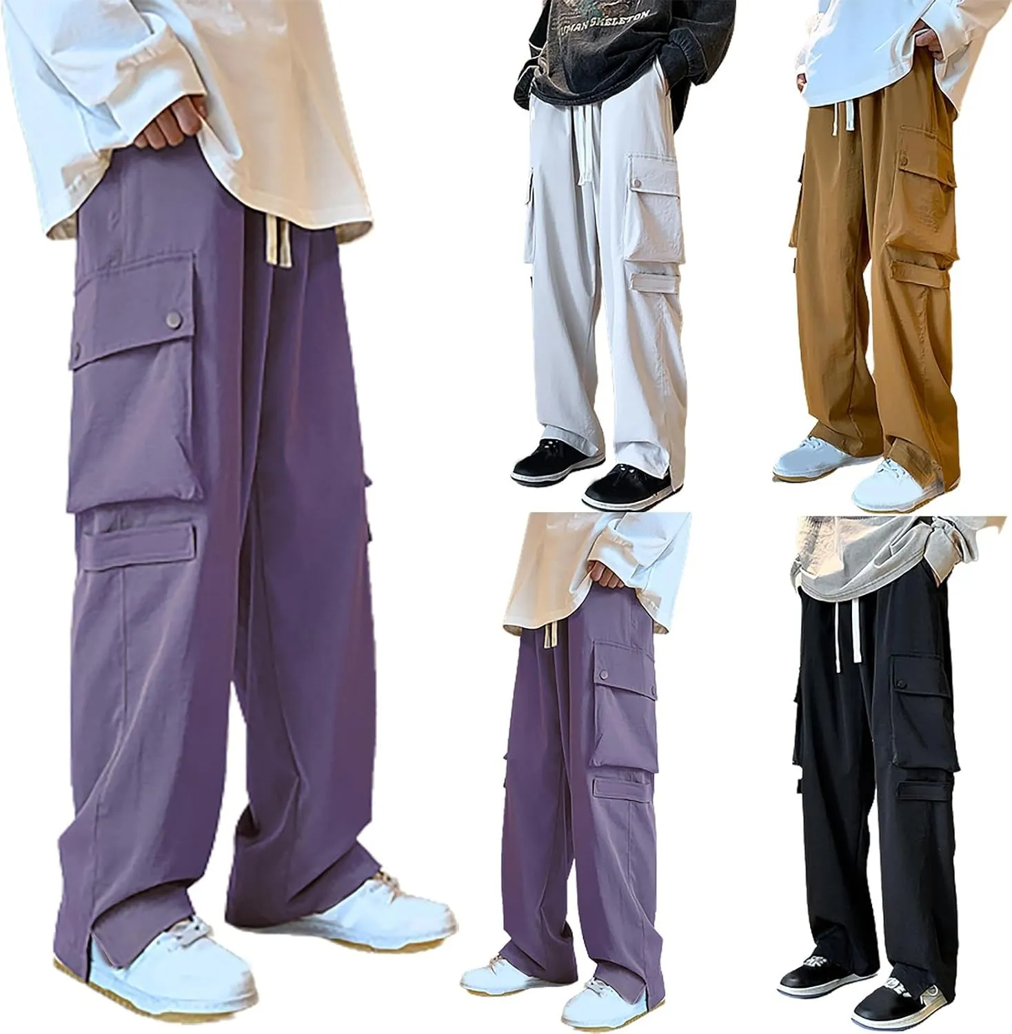 Mens Sweatpants with Pockets Big and Tall Casual Baggy Sweatpants Mens Fashion Joggers Cargo Pants Casual Cotton Sports