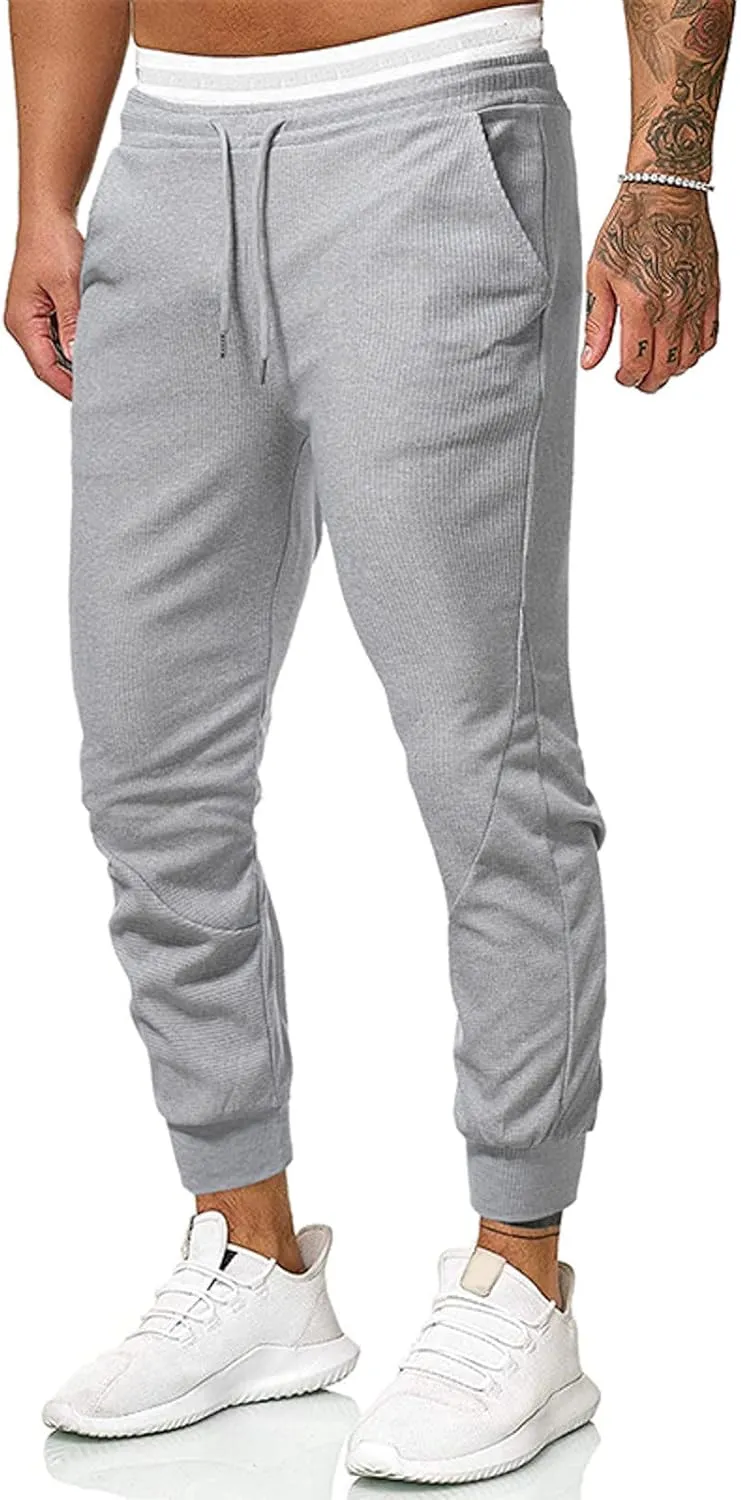 Mens Sweatpants with Pockets Big and Tall Sweatpants Drawstring Pant Cargo Pants for Men Slim Fit Men's Basic Casual
