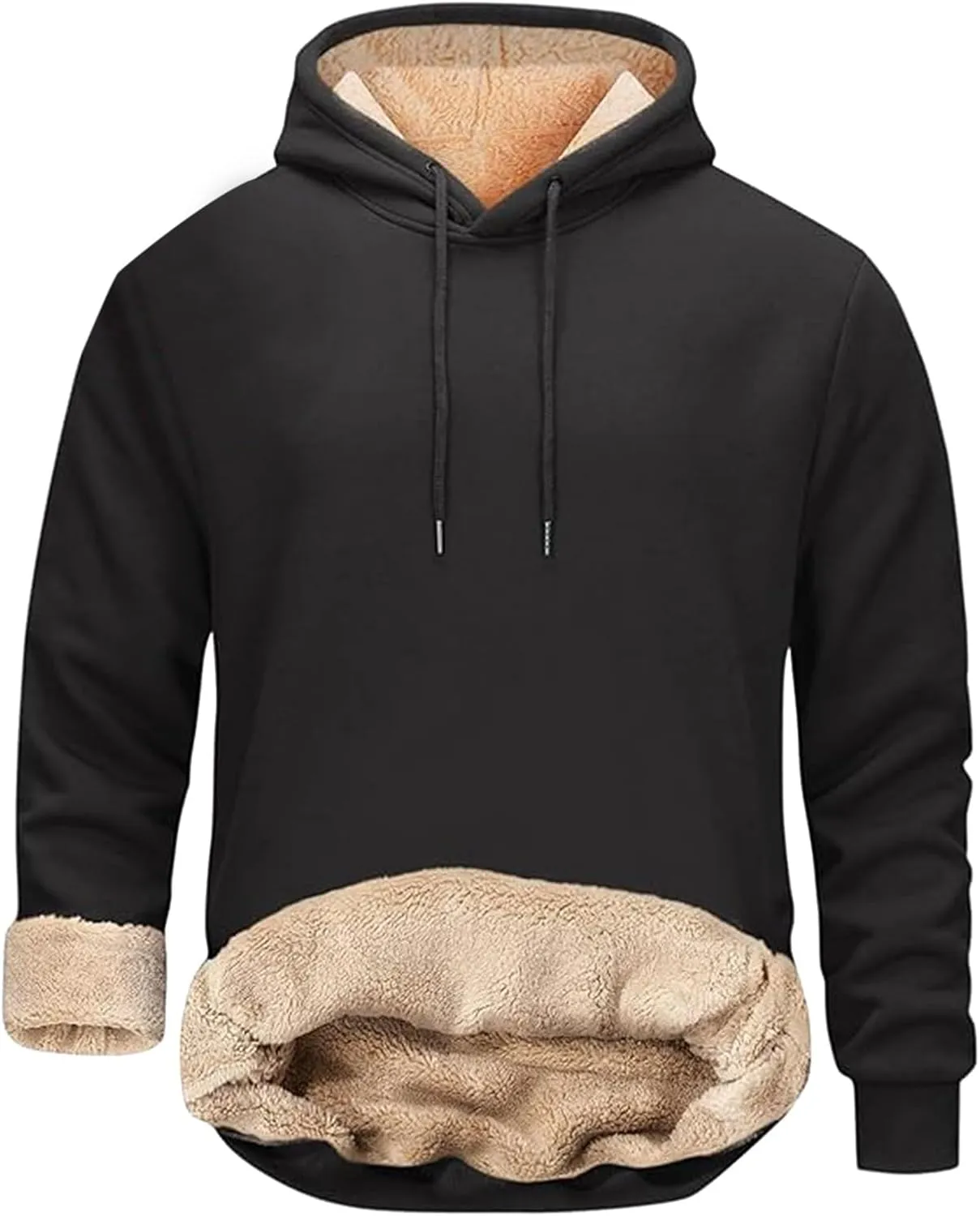 Mens Sweatsuit Sherpa Lined 2 Piece Hooded Sweatshirts Set Pullover Tops Fleece Sweatpants Winter Thermal Tracksuits
