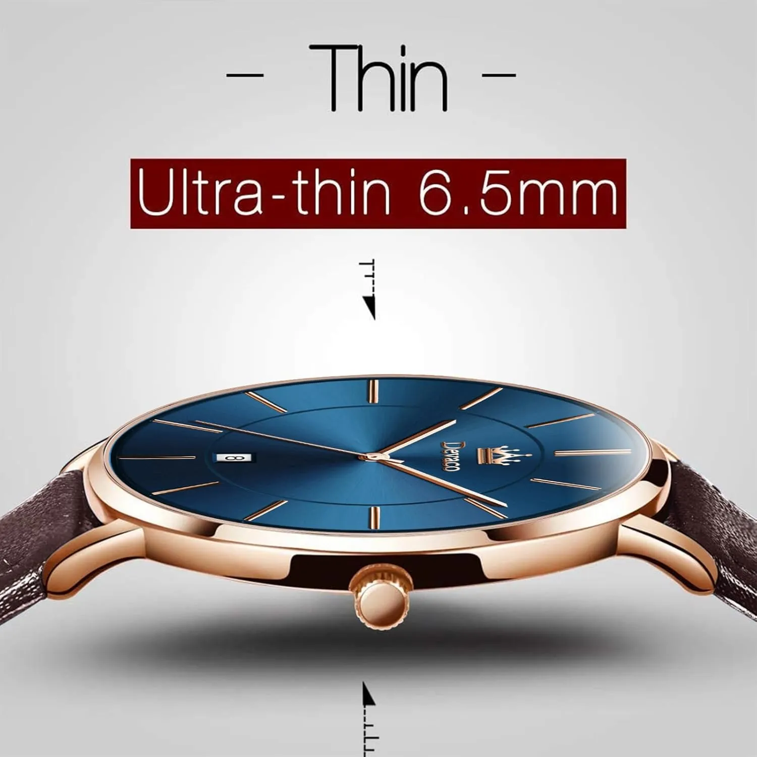 Mens Watches, Minimalist Fashion Simple Wrist Watch for Men Analog Date with Leather StrapUltra Thin and Stylish Large dial Watches for Men.