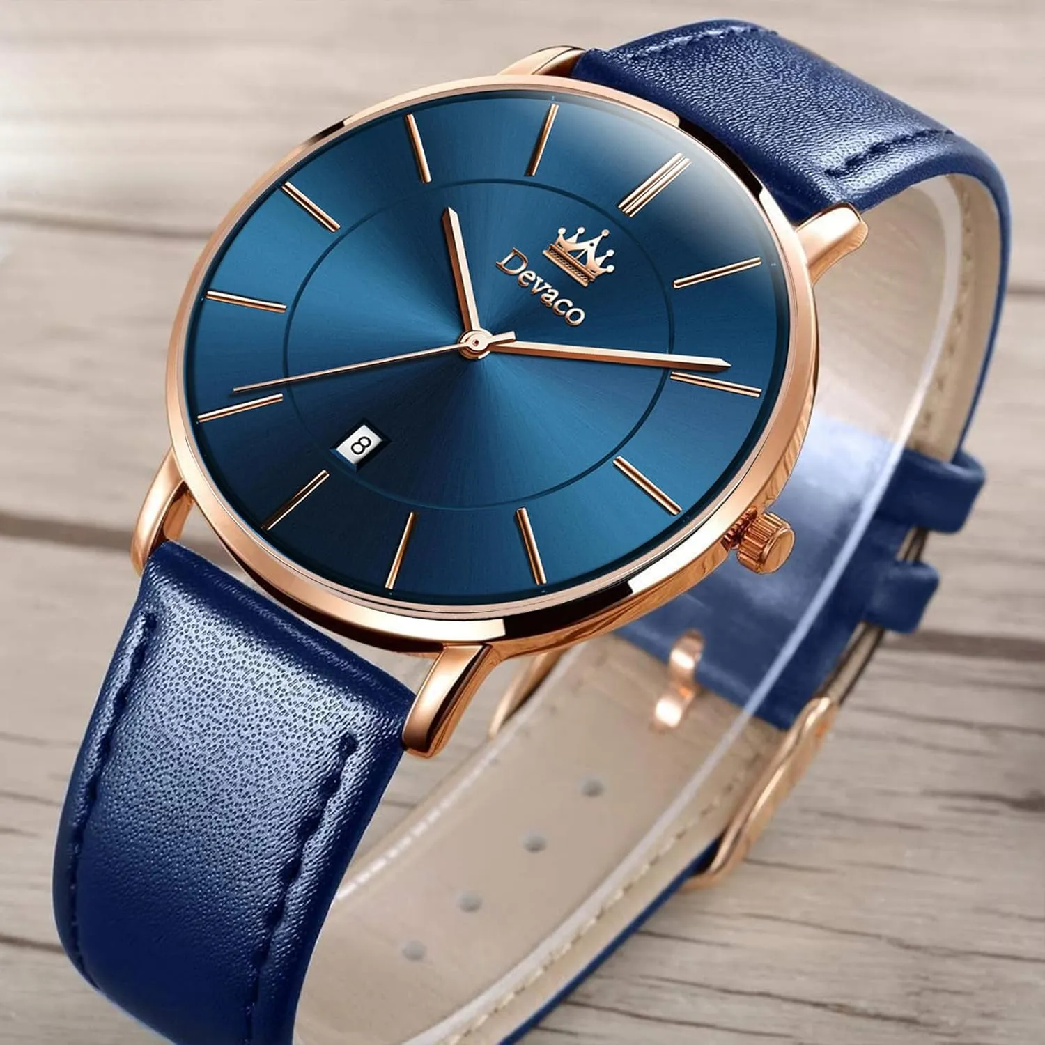 Mens Watches, Minimalist Fashion Simple Wrist Watch for Men Analog Date with Leather StrapUltra Thin and Stylish Large dial Watches for Men.