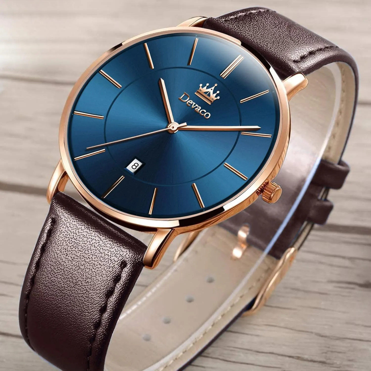 Mens Watches, Minimalist Fashion Simple Wrist Watch for Men Analog Date with Leather StrapUltra Thin and Stylish Large dial Watches for Men.