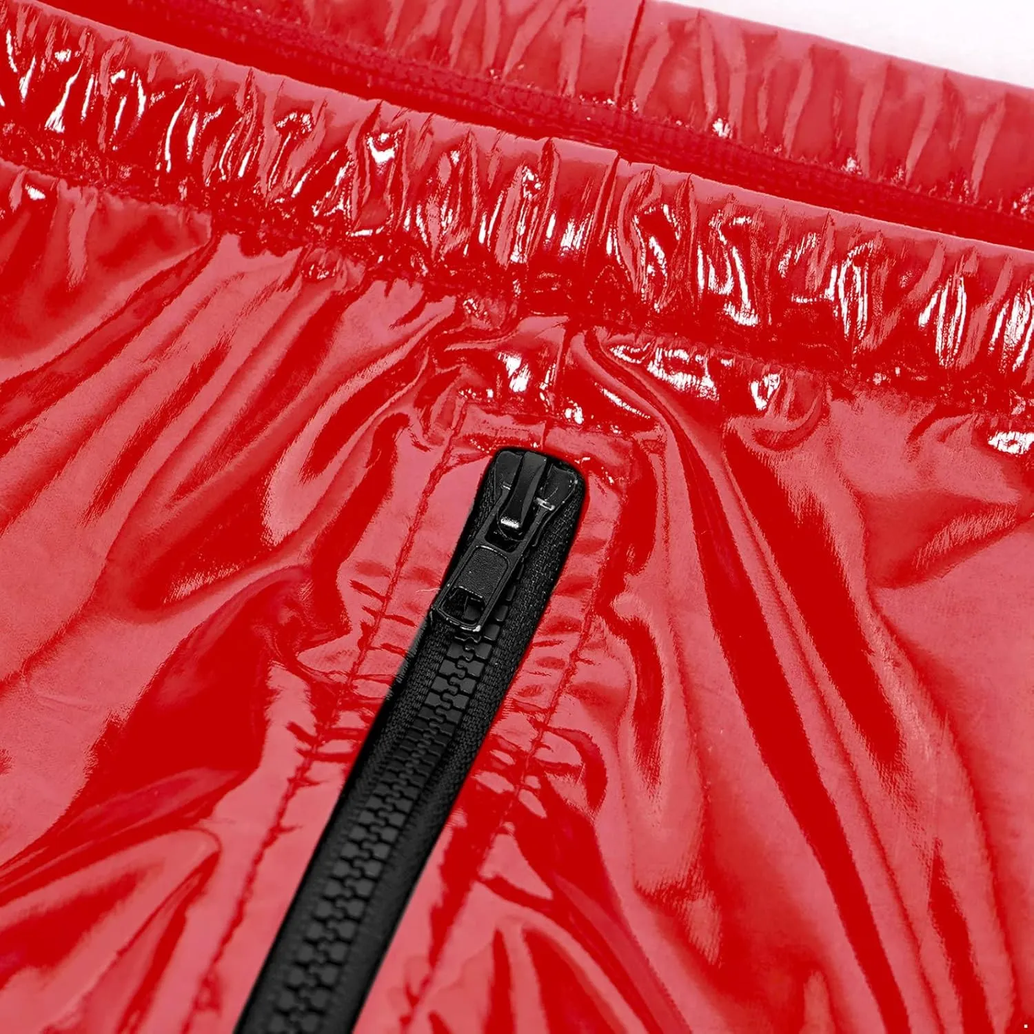Men's Wet Look Boxer Briefs High Cut Thong Panties Zipper Drawstring Shorts Swimsuit Bottoms