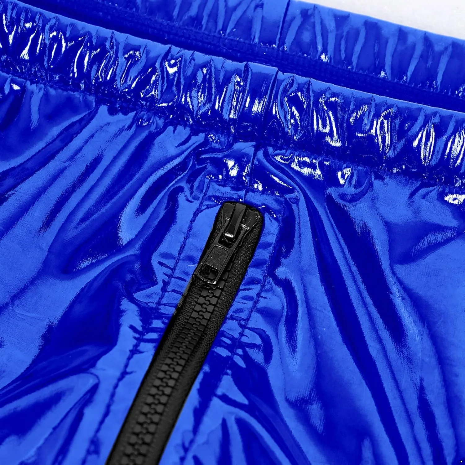 Men's Wet Look Boxer Briefs High Cut Thong Panties Zipper Drawstring Shorts Swimsuit Bottoms