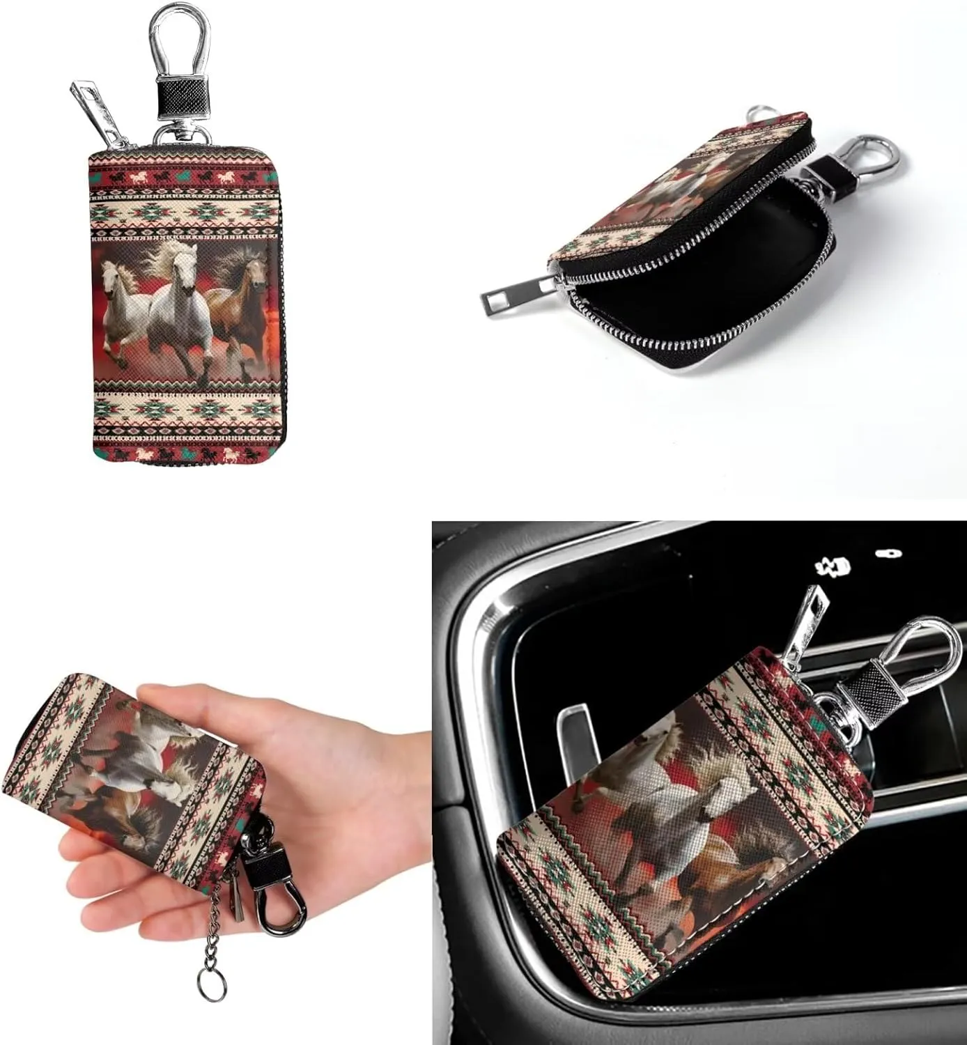 Messenger Bag for Women Crossbody Boho with Leather Car Remote Key Case Cover Set of 2 Bucket Style Tote