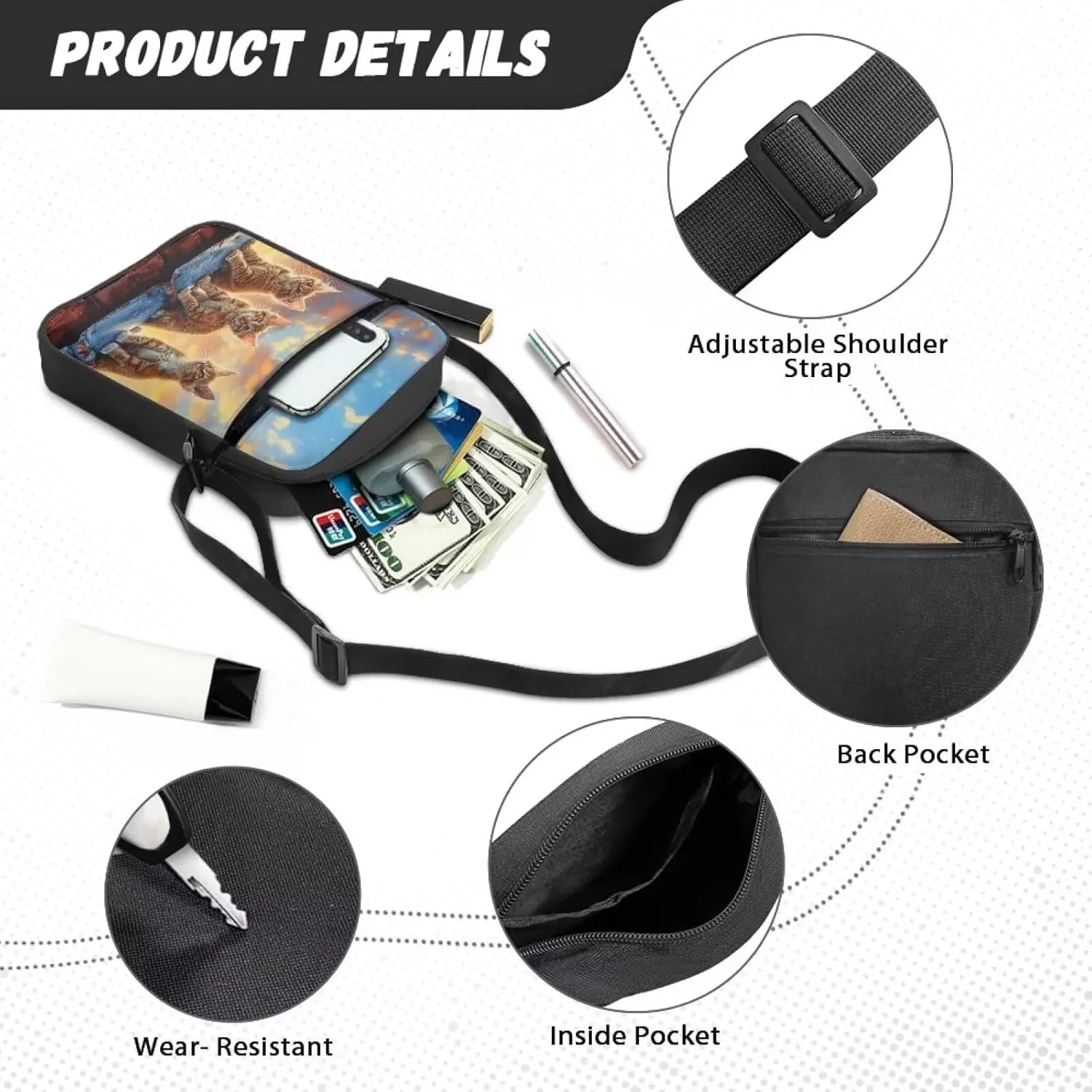 Messenger Bag Vintage Ladies Handbags Cross Body Designer Polyester Purse with Front Pockets