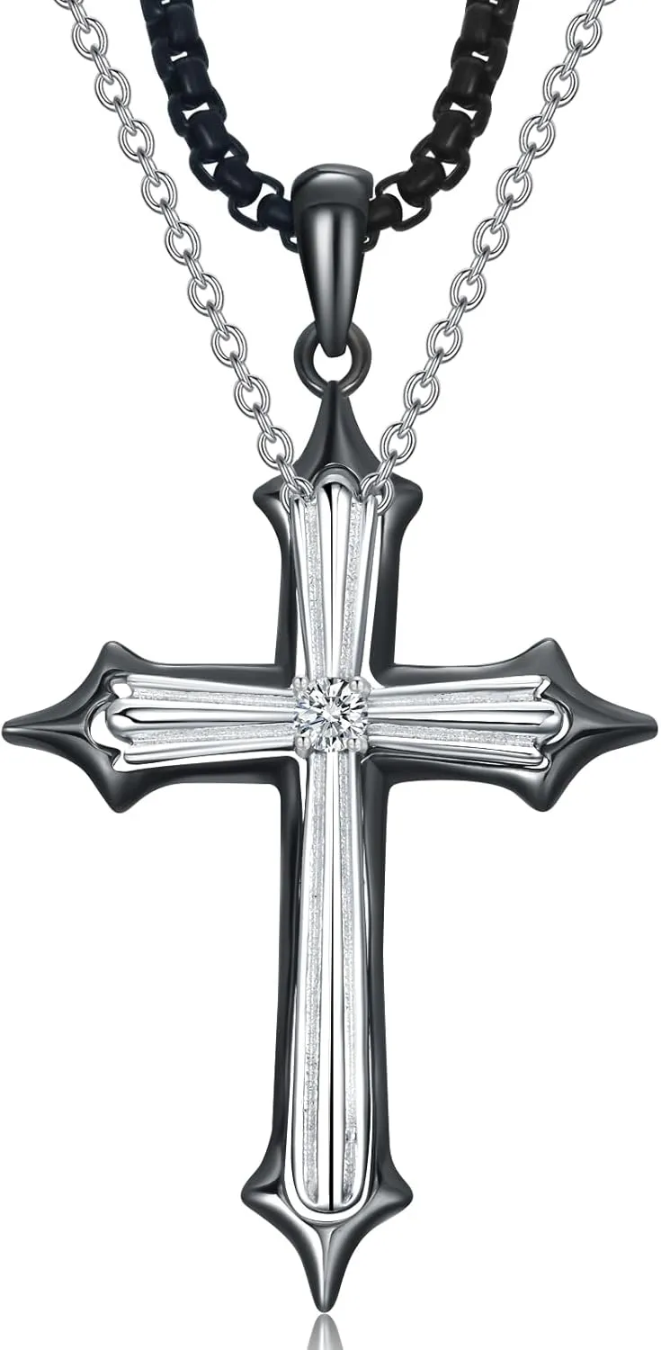 Midari Sister Necklace/Mom Necklace/Cross/Angel Devil Wings Necklace 925 Sterling Silver Set Necklace for Women Mom Couple Sister Fimaly