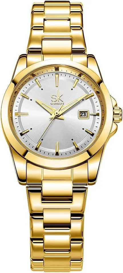 Minimalist Quartz Watches for Women with Date Stainless Steel Bracelet and Fashionable Color Dial
