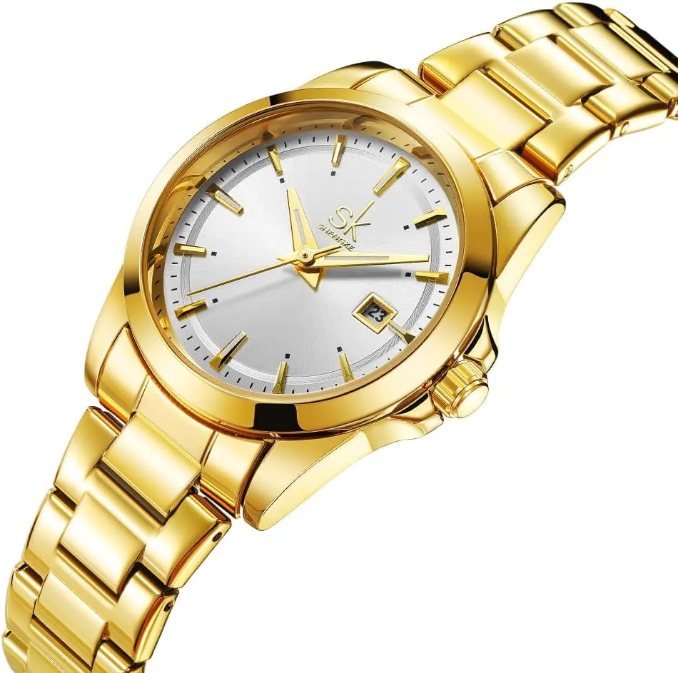 Minimalist Quartz Watches for Women with Date Stainless Steel Bracelet and Fashionable Color Dial