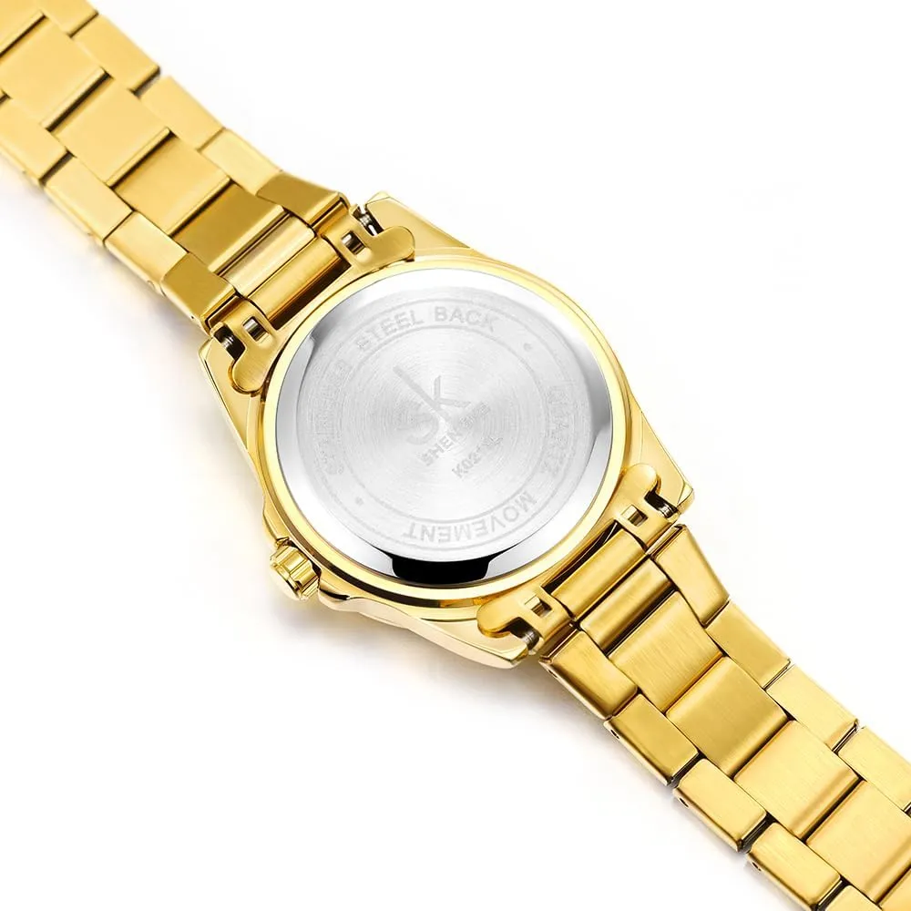 Minimalist Quartz Watches for Women with Date Stainless Steel Bracelet and Fashionable Color Dial
