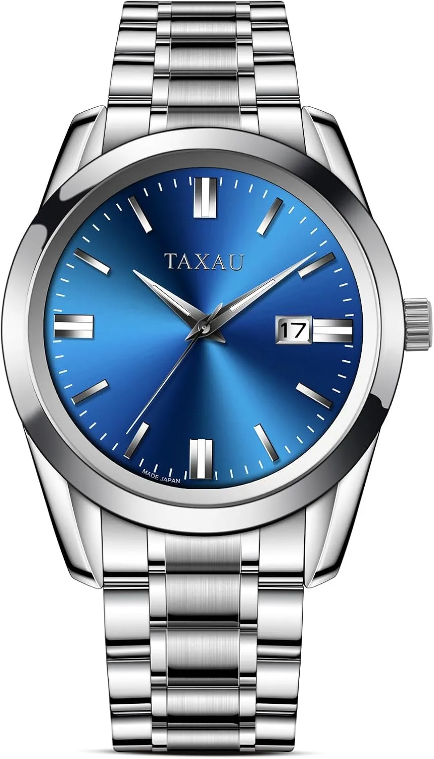 Minimalist Watch for Men Stainless Steel Men's Wrist Watches Waterproof Business Dress Luxury Analog Quartz Men Watch with Big Face & Date