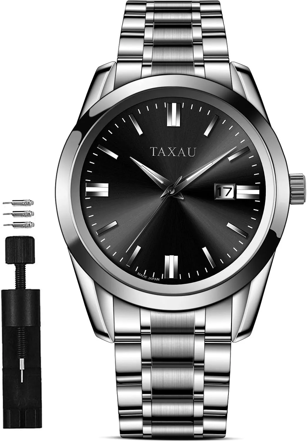 Minimalist Watch for Men Stainless Steel Men's Wrist Watches Waterproof Business Dress Luxury Analog Quartz Men Watch with Big Face & Date