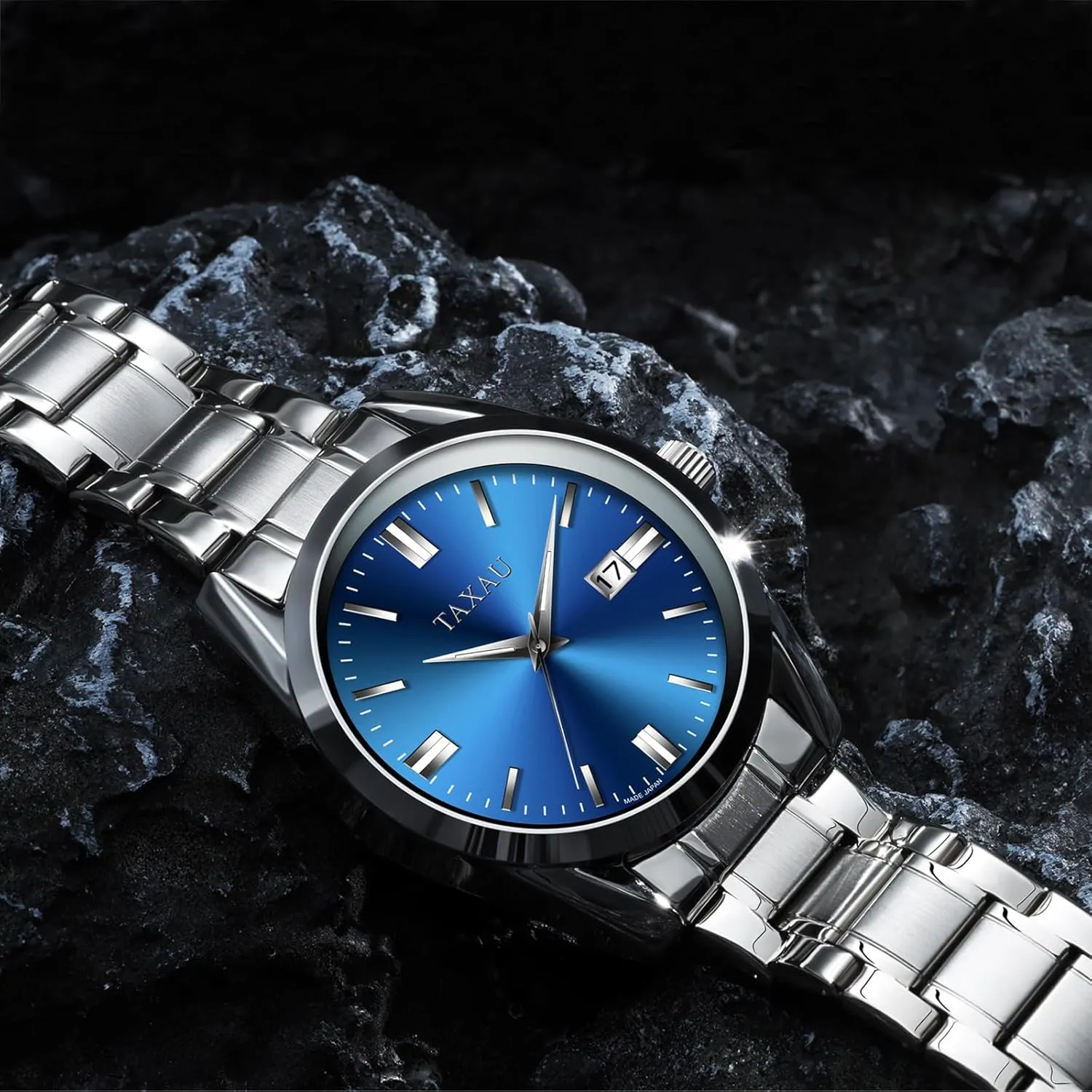 Minimalist Watch for Men Stainless Steel Men's Wrist Watches Waterproof Business Dress Luxury Analog Quartz Men Watch with Big Face & Date