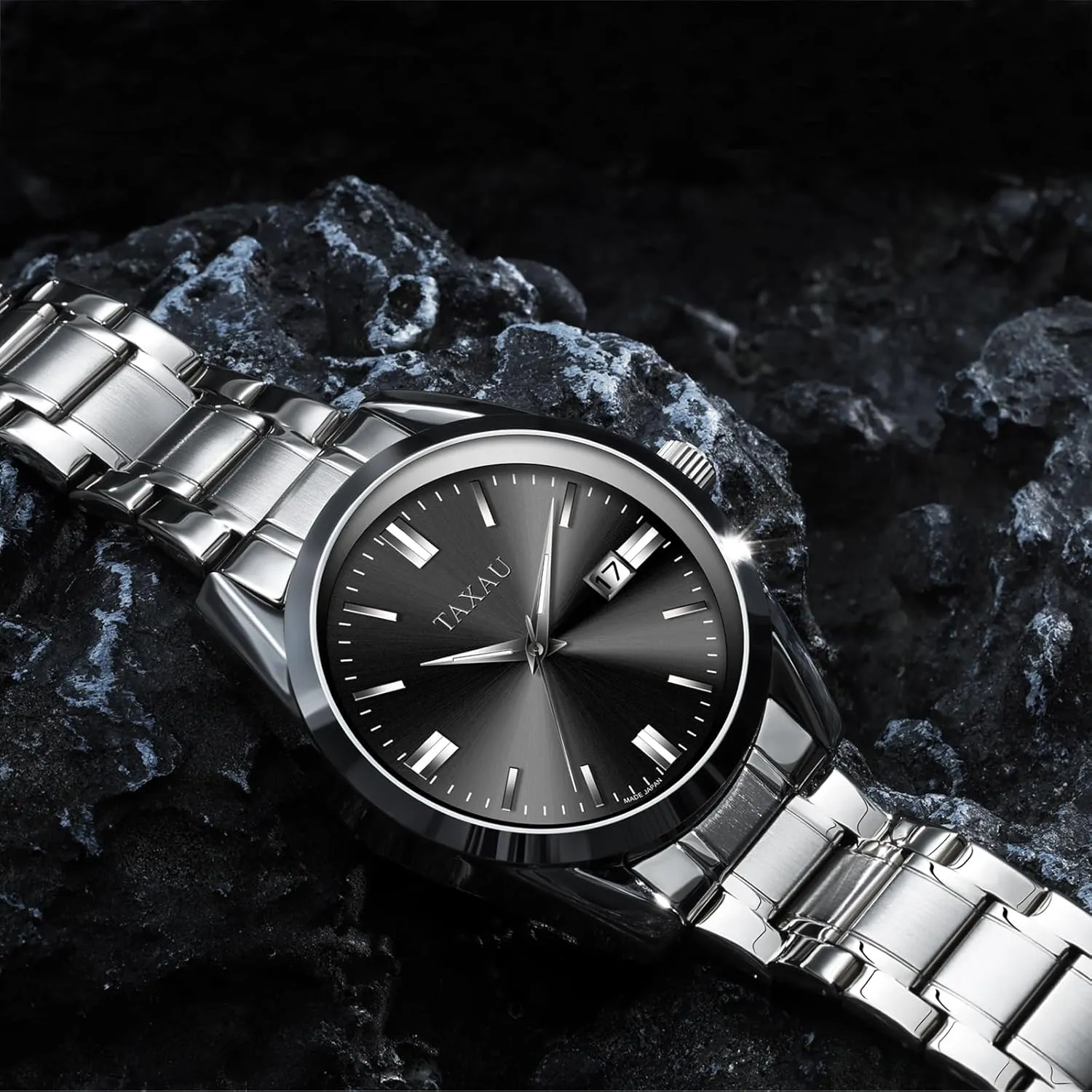 Minimalist Watch for Men Stainless Steel Men's Wrist Watches Waterproof Business Dress Luxury Analog Quartz Men Watch with Big Face & Date