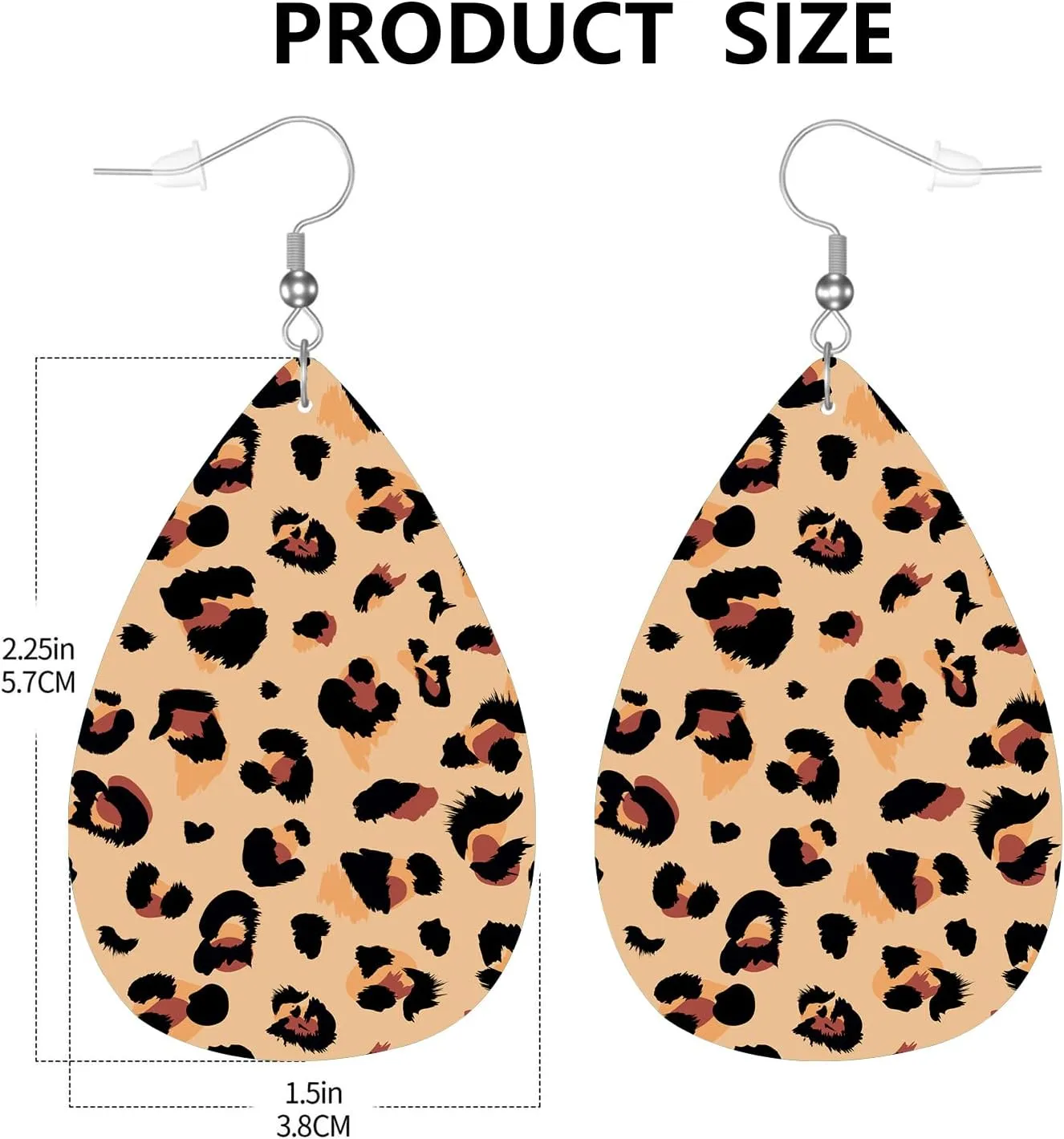 MIOAOSRT Brown Leopard Drop Dangle Earrings Faux Leather Teardrop Earrings Lightweight Drop Dangle Jewelry for Women Teen Girls Fashionable
