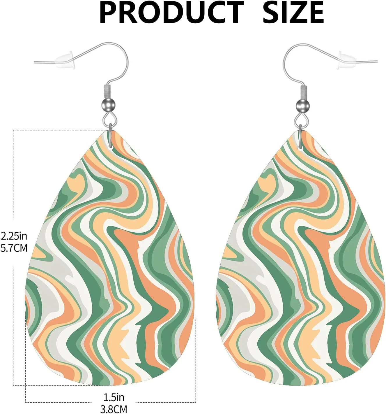 MIOAOSRT Colored Marble Drop Dangle Earrings Faux Leather Teardrop Earrings Lightweight Drop Dangle Jewelry for Women Teen Girls Fashionable