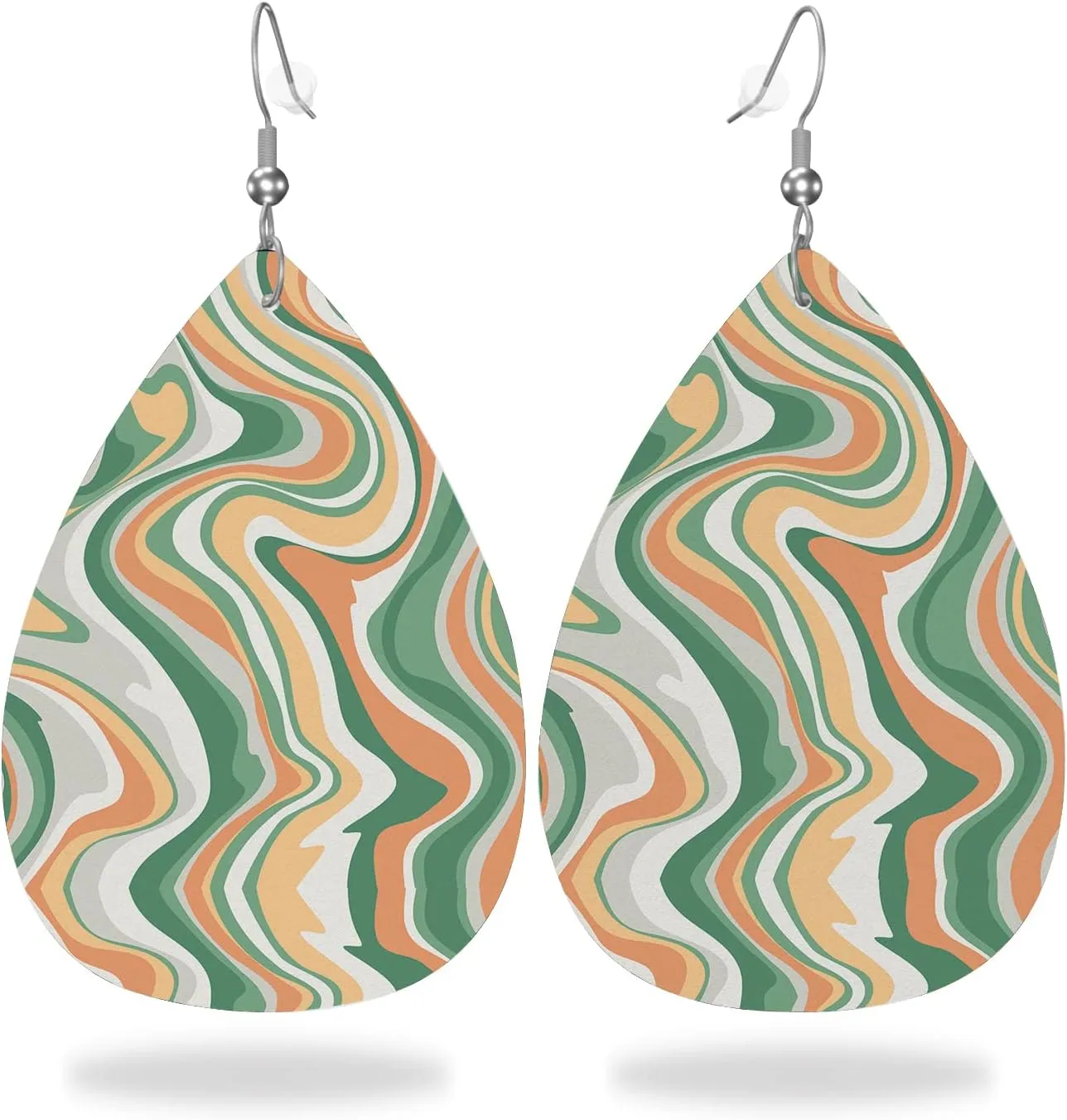 MIOAOSRT Colored Marble Drop Dangle Earrings Faux Leather Teardrop Earrings Lightweight Drop Dangle Jewelry for Women Teen Girls Fashionable