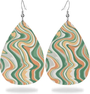 MIOAOSRT Colored Marble Drop Dangle Earrings Faux Leather Teardrop Earrings Lightweight Drop Dangle Jewelry for Women Teen Girls Fashionable