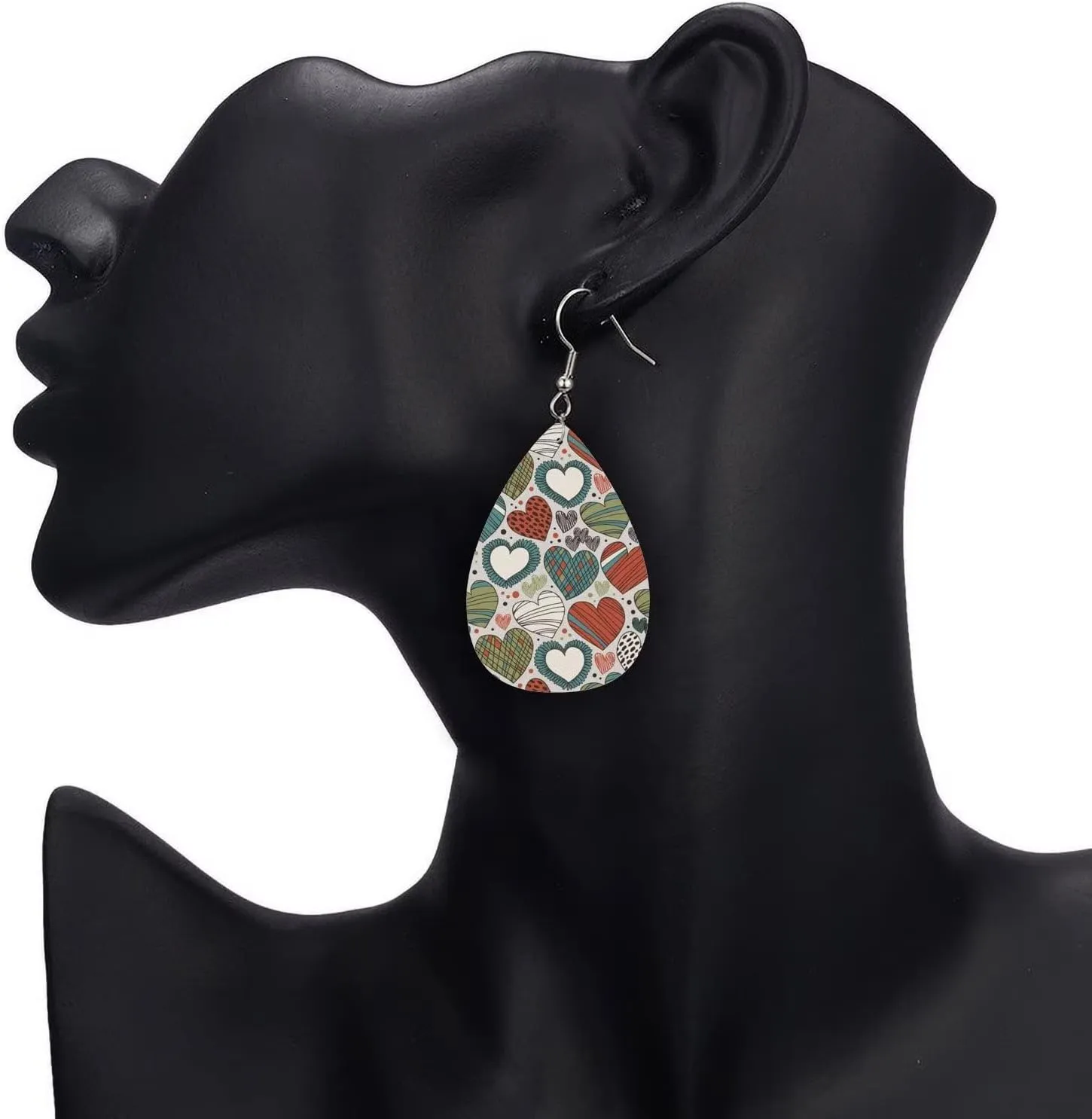 MIOAOSRT Colorful Love Teardrop Dangle Earrings Lightweight Faux Leather Drop Dangle Earrings Fashion Tear Drop Earrings Set for Women Teen Girls Jewelry Gift