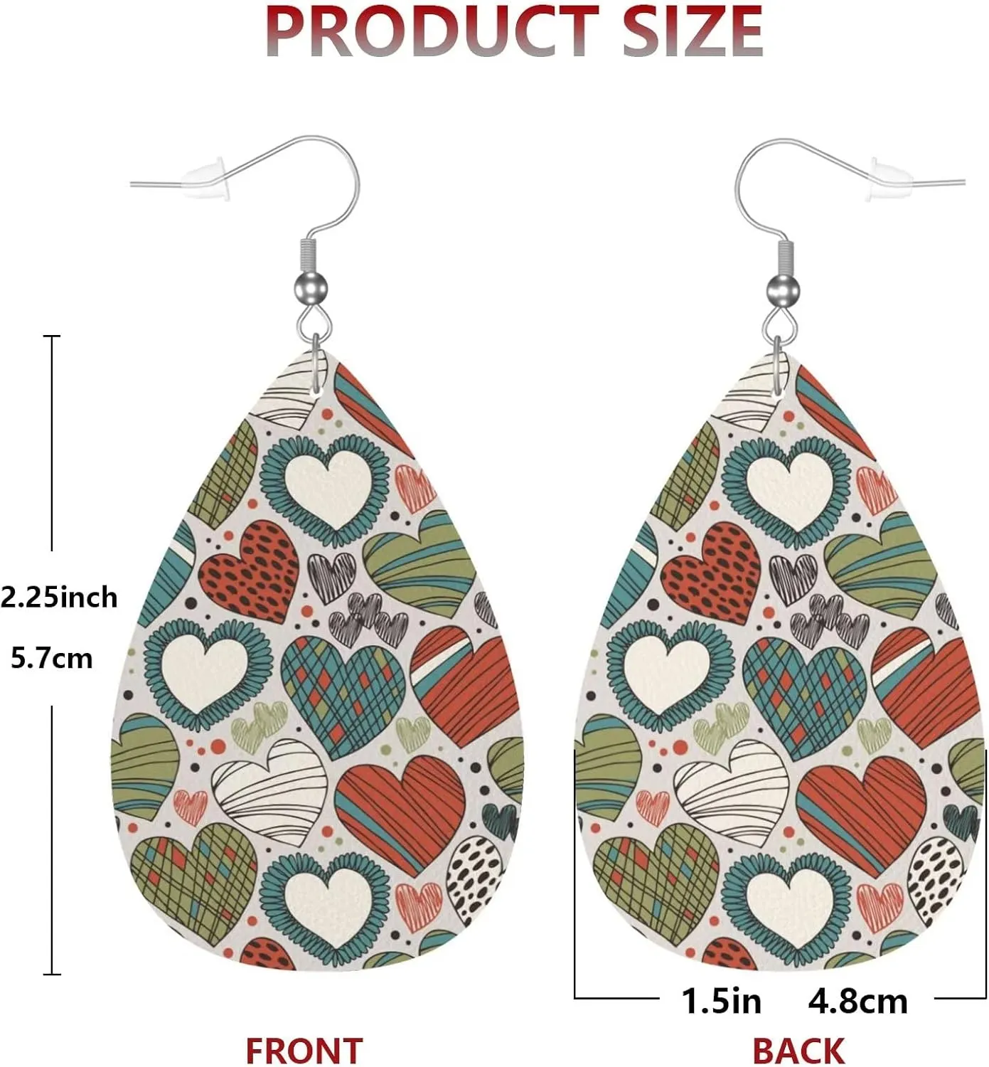 MIOAOSRT Colorful Love Teardrop Dangle Earrings Lightweight Faux Leather Drop Dangle Earrings Fashion Tear Drop Earrings Set for Women Teen Girls Jewelry Gift