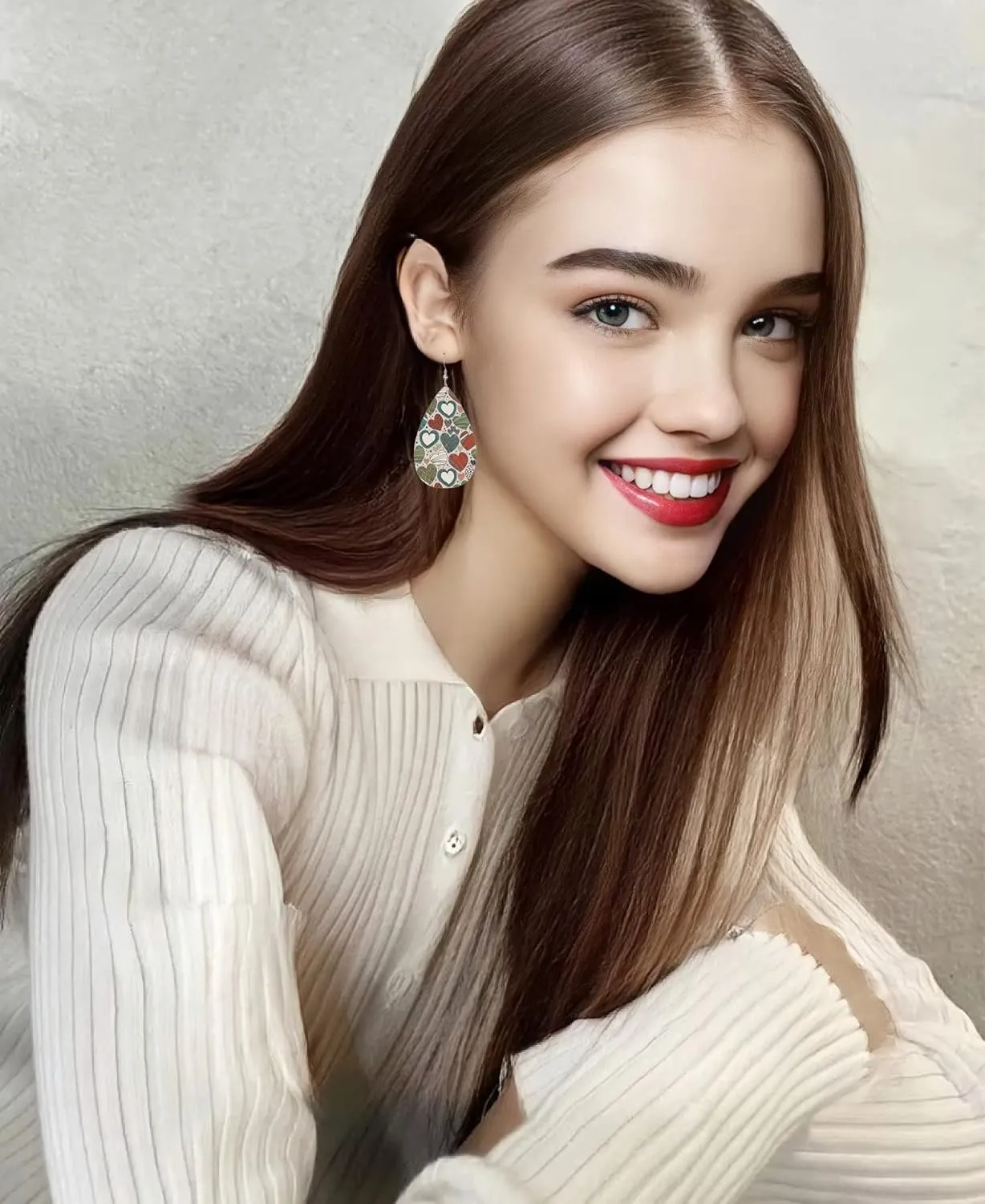 MIOAOSRT Colorful Love Teardrop Dangle Earrings Lightweight Faux Leather Drop Dangle Earrings Fashion Tear Drop Earrings Set for Women Teen Girls Jewelry Gift