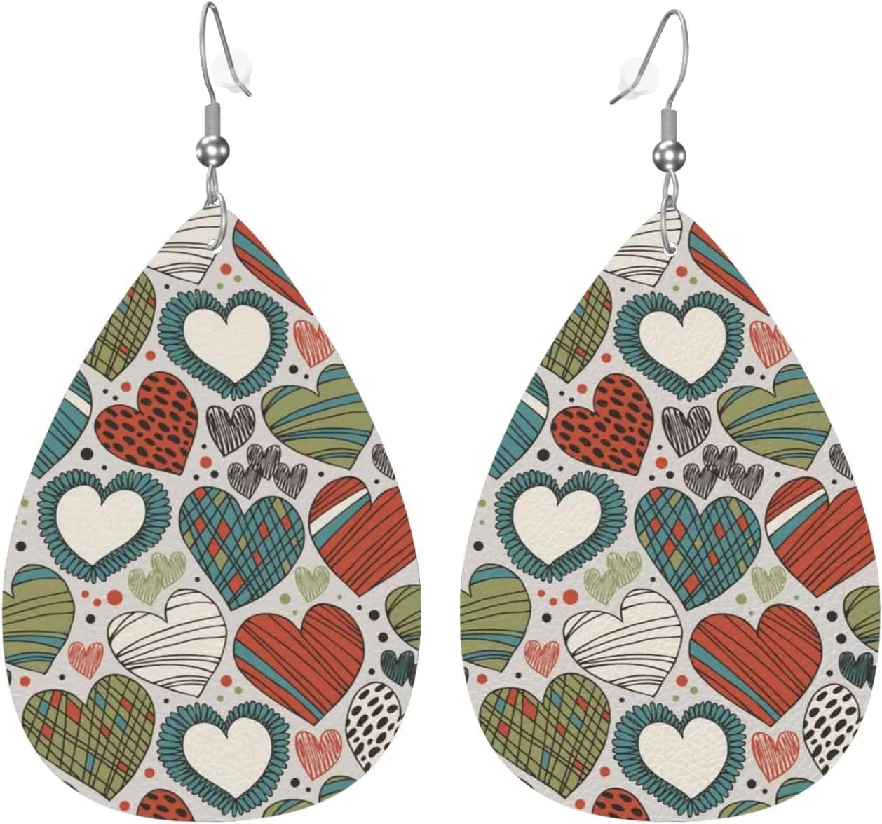 MIOAOSRT Colorful Love Teardrop Dangle Earrings Lightweight Faux Leather Drop Dangle Earrings Fashion Tear Drop Earrings Set for Women Teen Girls Jewelry Gift