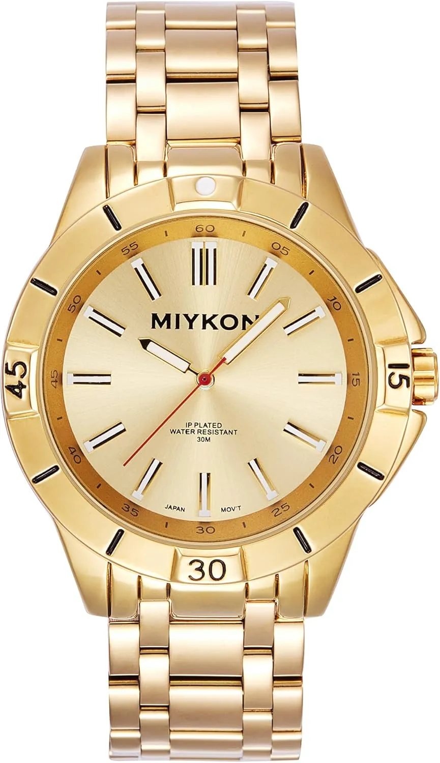 Miykon Silver and Gold Watches for Men | Minimalist Analog Mens Dress Watch with Ion Polished Solid Stainless Steel Bracelet | Luminous Hands, Scratch Resist Glass, Japan Quartz, 100ft Water Resistant
