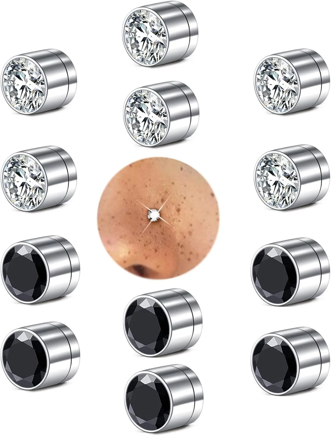MODRSA Fake Nose Stud Fake Nose Ring Stud Fake Nose Piercing Fake Lip Ring Fake Earrings Stud Silver Gold Fake Cartilage Helix Earring Clip on Earring Hoop Fake Eyebrow Ring Fake Bridge Piercing