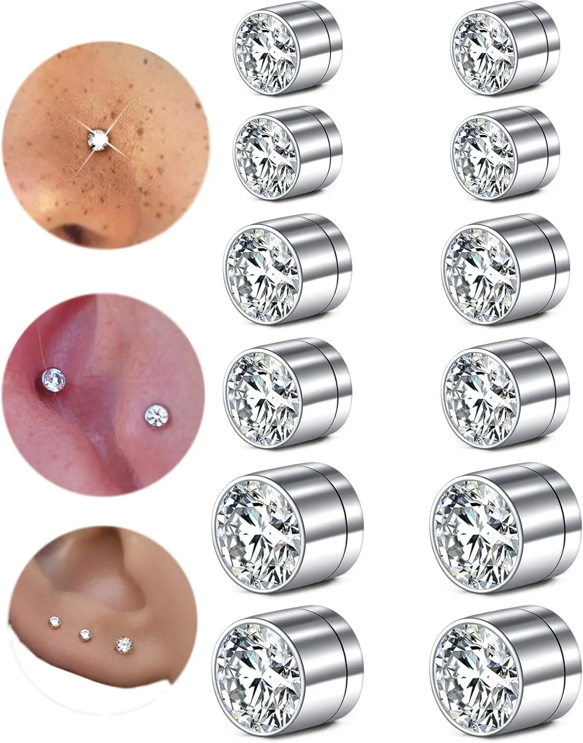 MODRSA Fake Nose Stud Fake Nose Ring Stud Fake Nose Piercing Fake Lip Ring Fake Earrings Stud Silver Gold Fake Cartilage Helix Earring Clip on Earring Hoop Fake Eyebrow Ring Fake Bridge Piercing