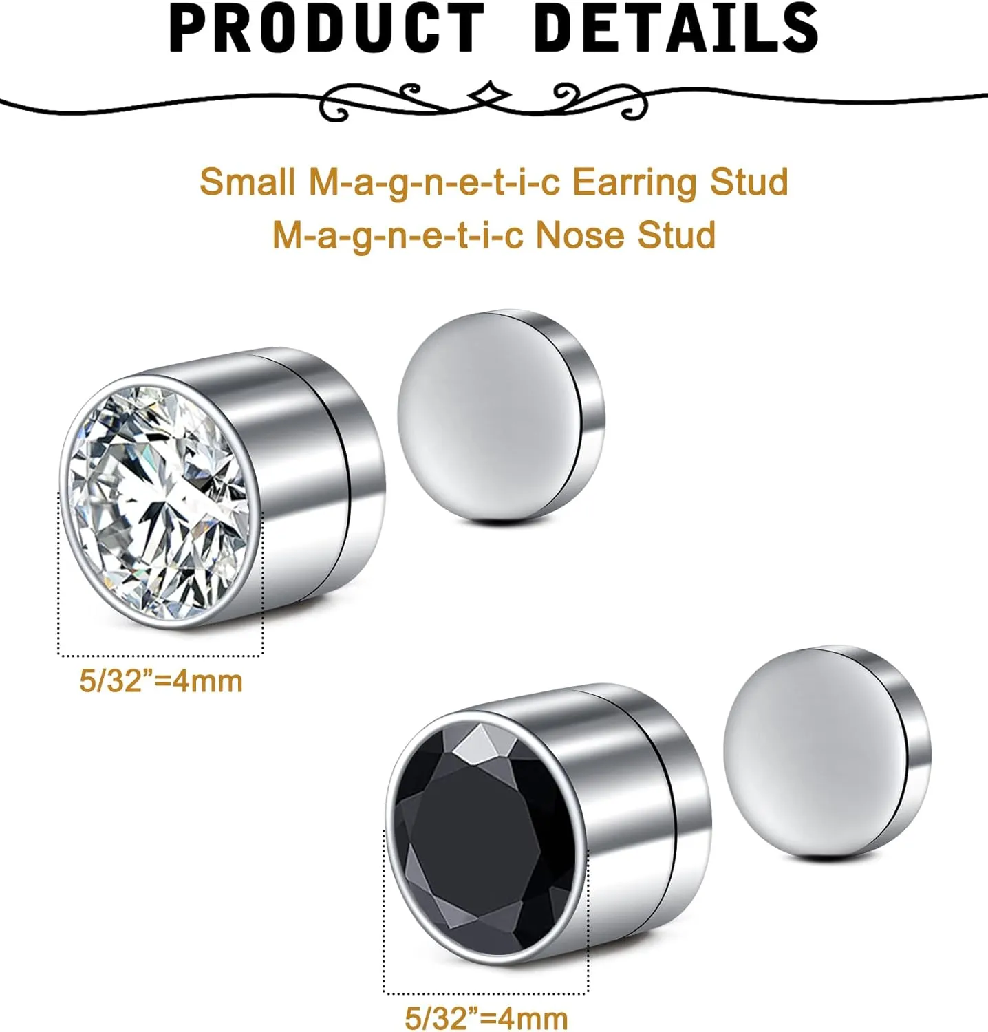 MODRSA Fake Nose Stud Fake Nose Ring Stud Fake Nose Piercing Fake Lip Ring Fake Earrings Stud Silver Gold Fake Cartilage Helix Earring Clip on Earring Hoop Fake Eyebrow Ring Fake Bridge Piercing