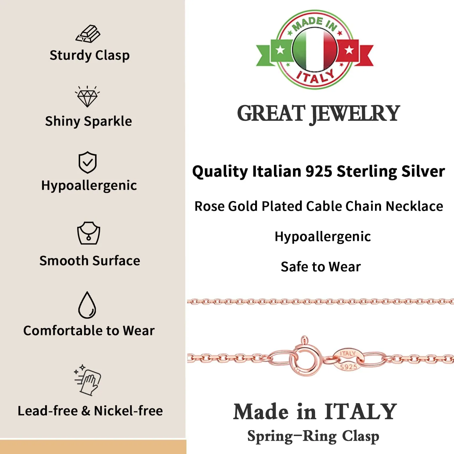 Momlovu Solid 18k Gold Over 925 Sterling Silver Chain Necklace for Women, 1.1mm Cable Chain Hypoallergenic Replacement Necklace, Sturdy&Shiny Women's Chain Necklaces 14/16/17/18/20/22/24 Inch