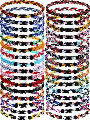 MTLEE Baseball Necklaces Bulk, 3 Assorted Colors Braided Rope Tornado Baseball Necklace for Sports Team