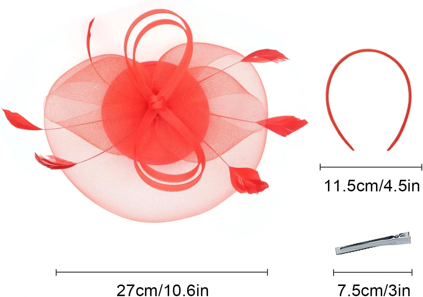 Myjoyday Women's Fascinators Hat for Tea Party Church Cocktail, Feathers Veil Headband with Hair Clip