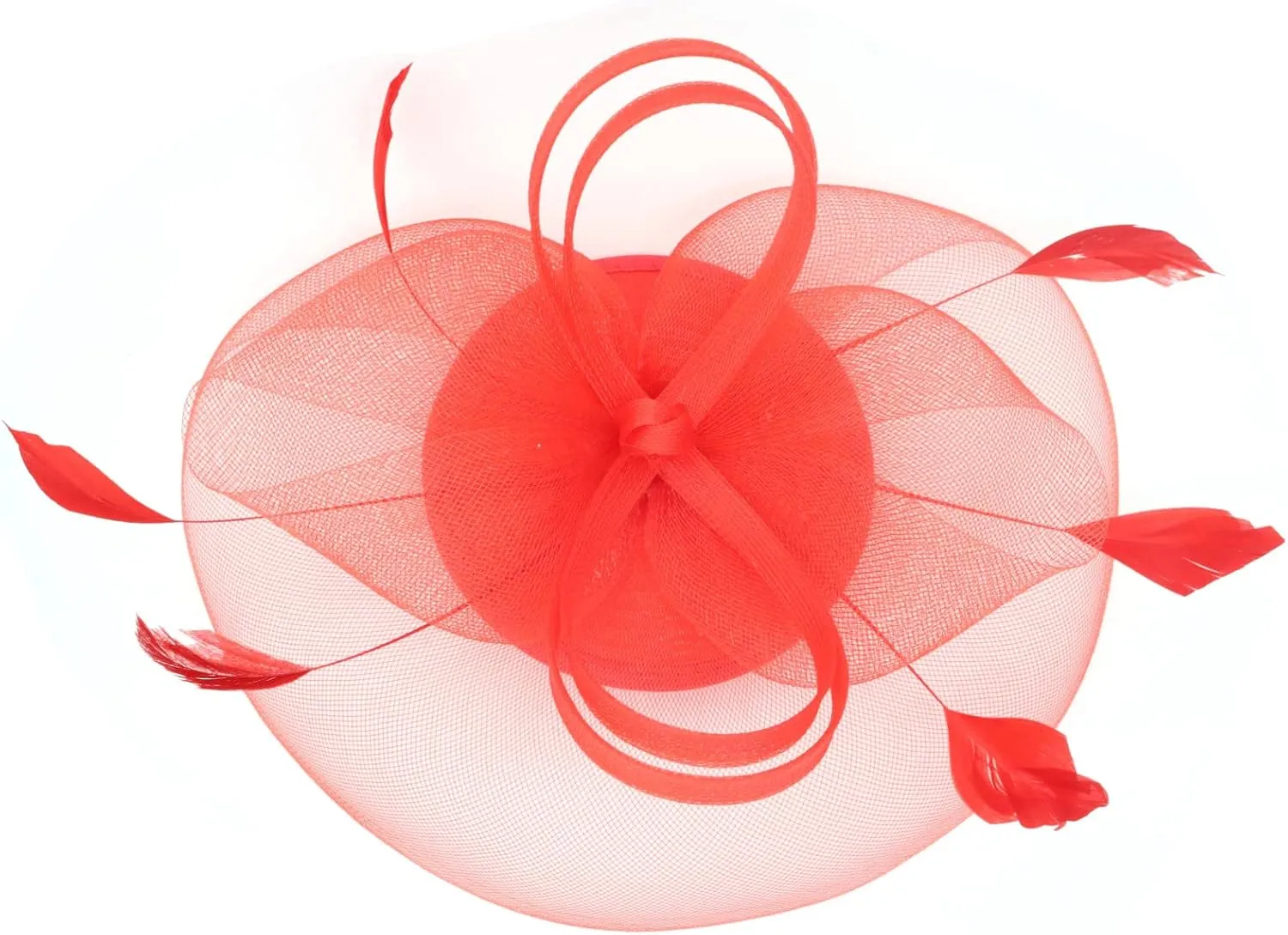 Myjoyday Women's Fascinators Hat for Tea Party Church Cocktail, Feathers Veil Headband with Hair Clip