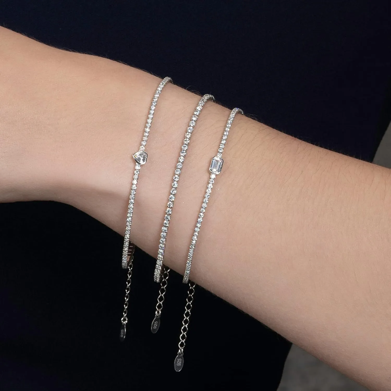 namana 925 Sterling Silver Tennis Bracelets for Women, Dainty Tennis Bracelet for Women set with Cubic Zirconia Stones, Dainty Sterling Silver Jewelry Gifts for Women