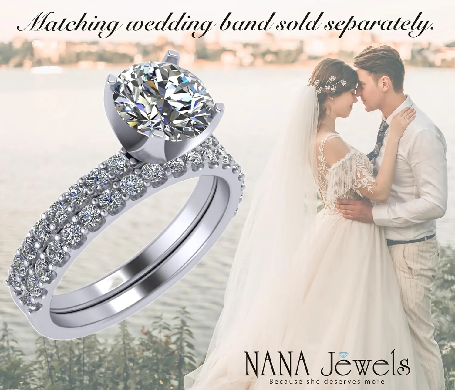 NANA Jewels 1.00ct to 4.00ct Simulated Diamond Engagement Ring Round Solitaire Sterling Silver 10k-14k