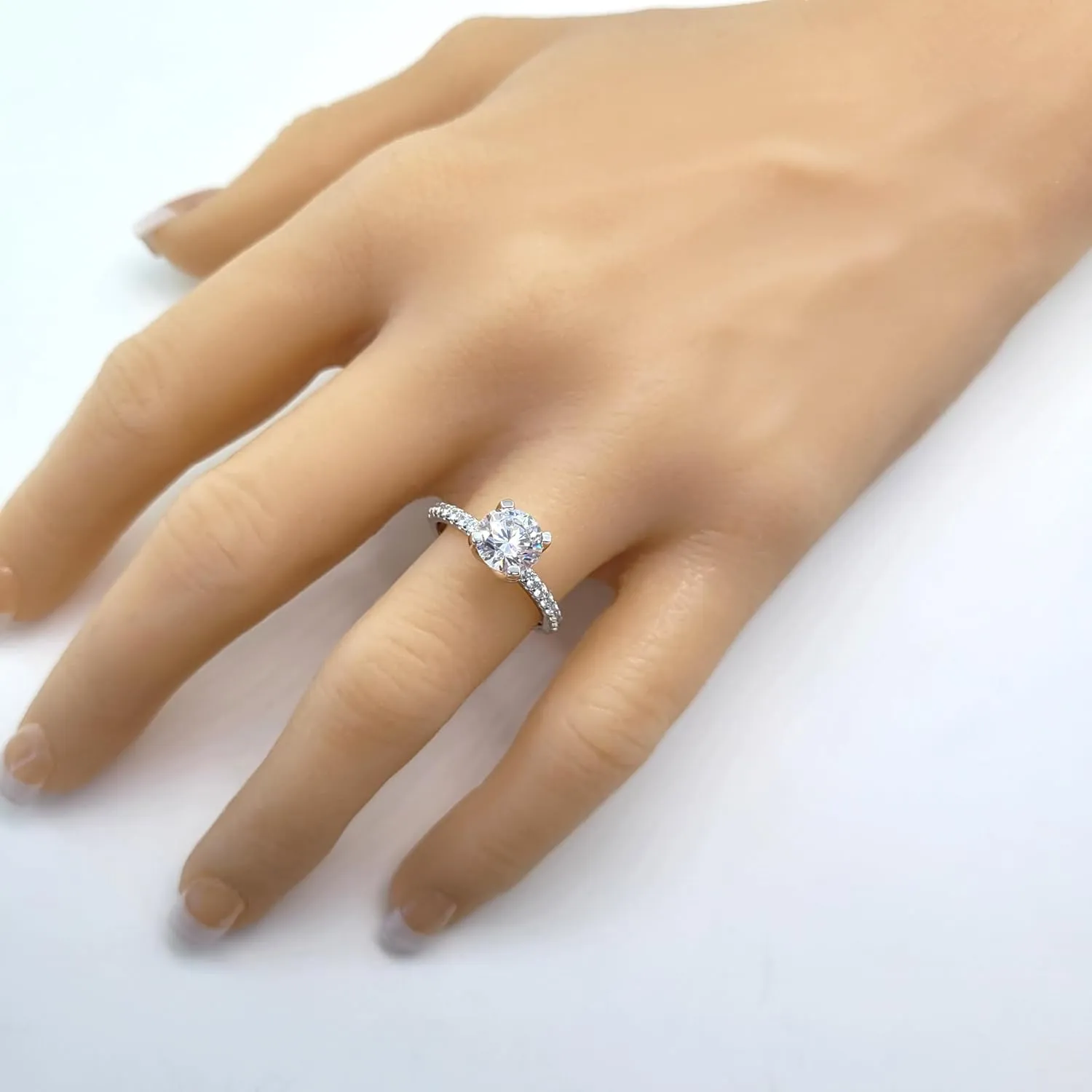 NANA Jewels 1.00ct to 4.00ct Simulated Diamond Engagement Ring Round Solitaire Sterling Silver 10k-14k