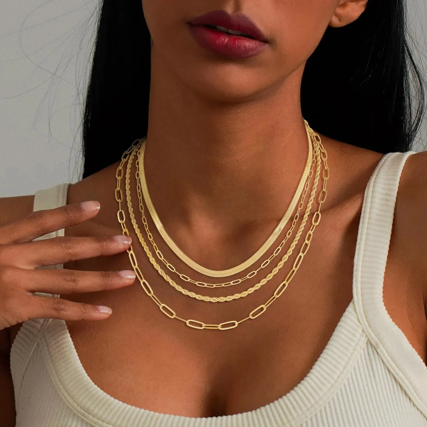 Necklace for Women 14K Real Gold Plated Dainty Diamond Pendant Choker Simple Trendy Charm Chain Necklace Jewelry Gift