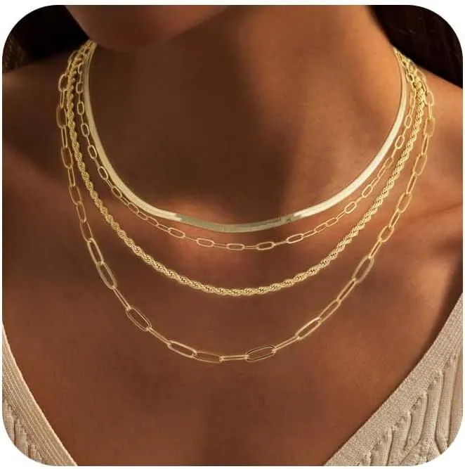 Necklace for Women 14K Real Gold Plated Dainty Diamond Pendant Choker Simple Trendy Charm Chain Necklace Jewelry Gift