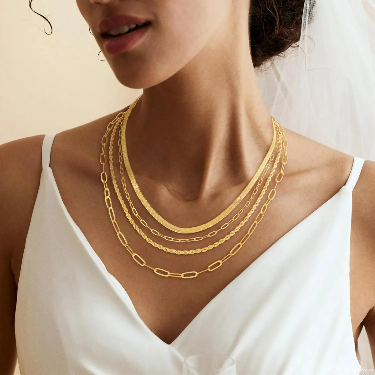 Necklace for Women 14K Real Gold Plated Dainty Diamond Pendant Choker Simple Trendy Charm Chain Necklace Jewelry Gift