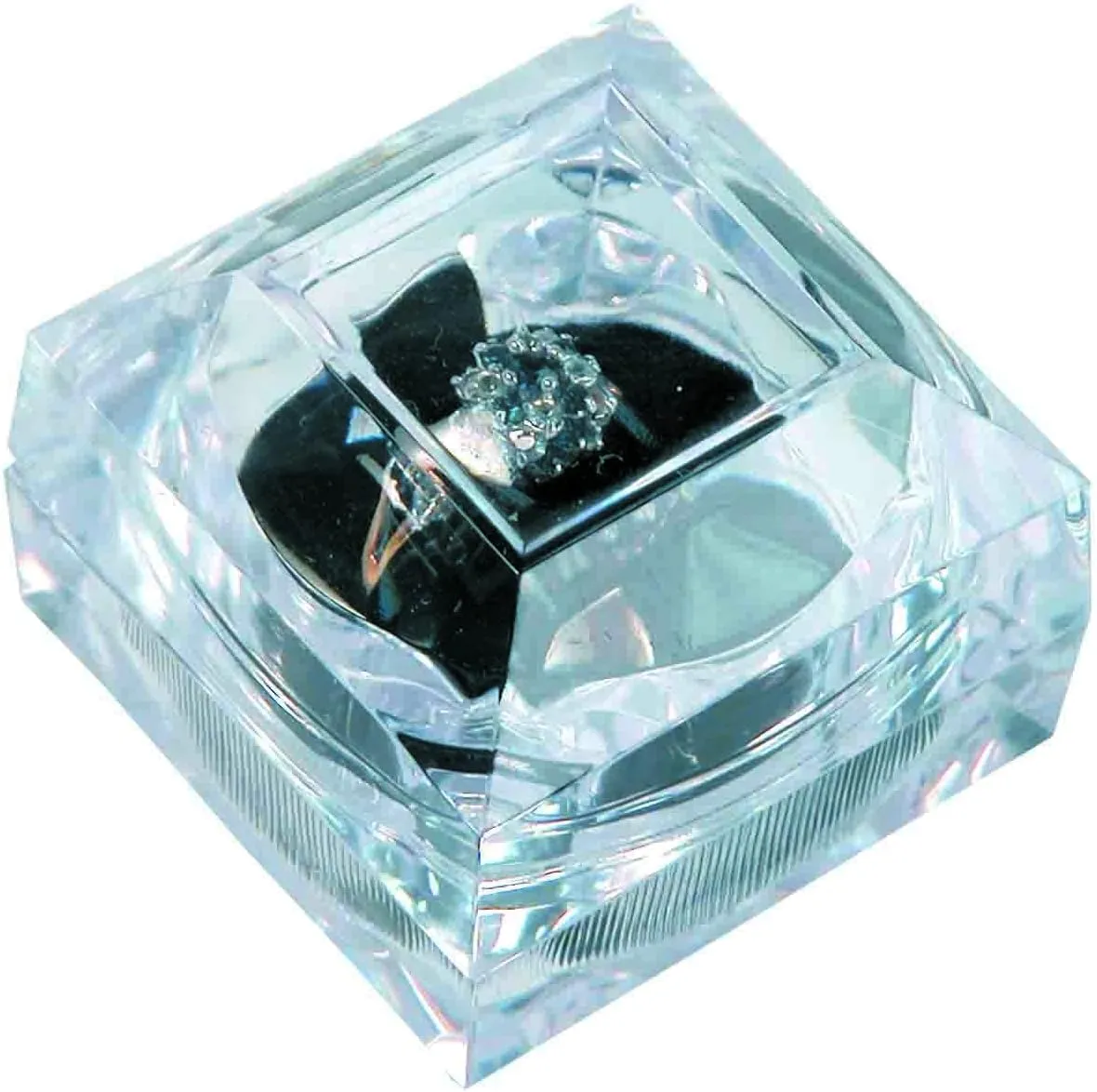 N'icePackaging - Acrylic Display Jewelry Box w/Black foam cushion - For Rings/Earrings/Pendants/Bracelets/Watches (3 Qty Single-Ring)