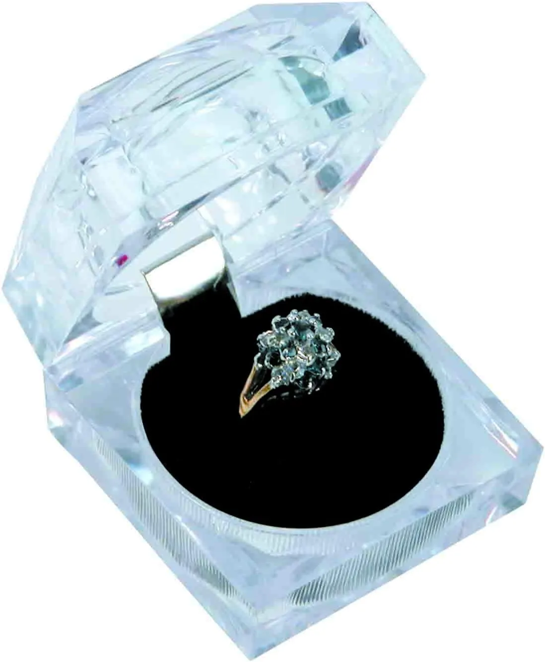 N'icePackaging - Acrylic Display Jewelry Box w/Black foam cushion - For Rings/Earrings/Pendants/Bracelets/Watches (3 Qty Single-Ring)