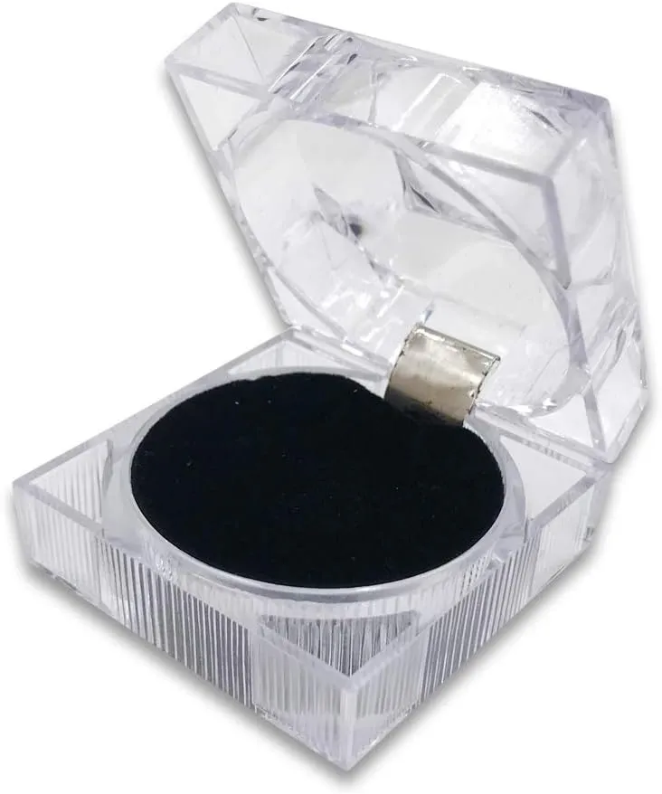 N'icePackaging - Acrylic Display Jewelry Box w/Black foam cushion - For Rings/Earrings/Pendants/Bracelets/Watches (3 Qty Single-Ring)