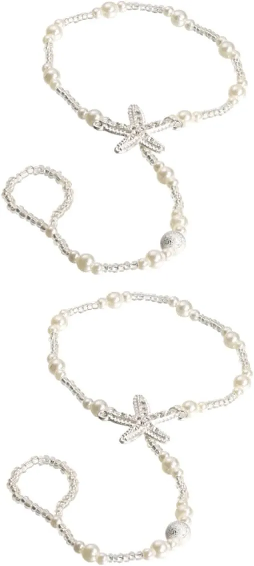NOLITOY Elegant Pearl Anklet Fashion Ankle Bracelets for Women Beaded Anklets for Women Decorative Ankle Chain