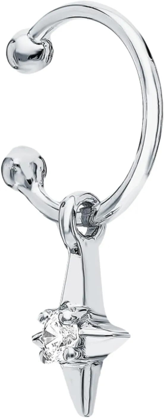 North Star Diamond (0.03ct) Dangle Ear Cuff, 14K Gold Non-Piercing Ear Cuff, Dangling Star Earring, Star Ear Wrap, Unique Gift For Her.