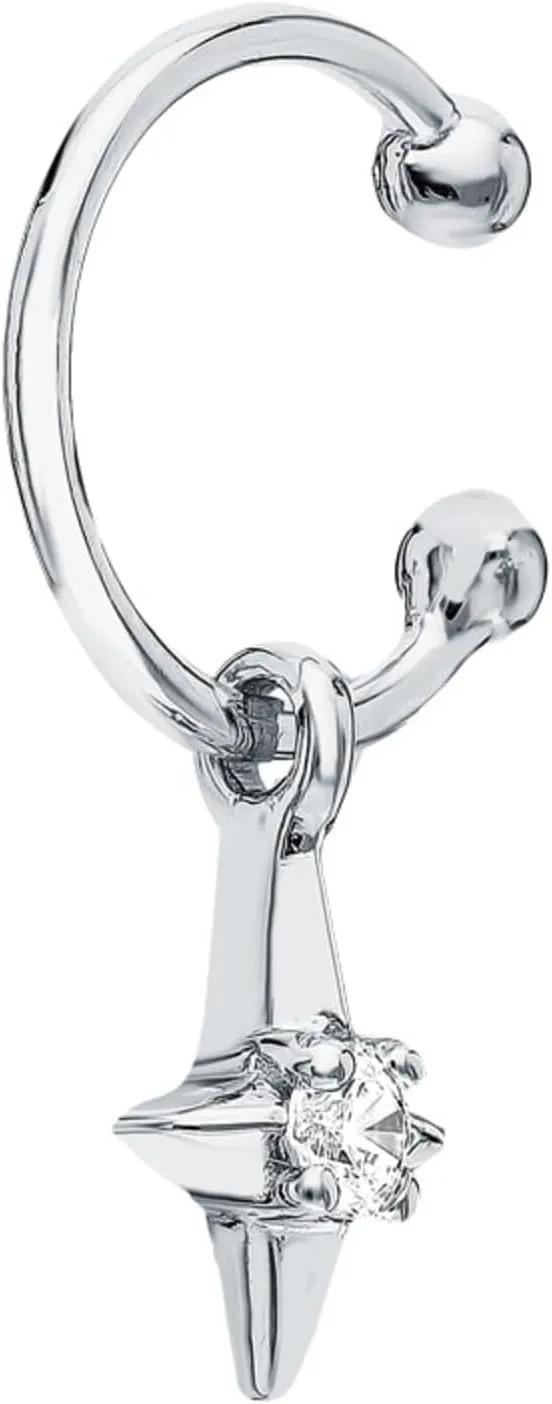 North Star Diamond (0.03ct) Dangle Ear Cuff, 14K Gold Non-Piercing Ear Cuff, Dangling Star Earring, Star Ear Wrap, Unique Gift For Her.